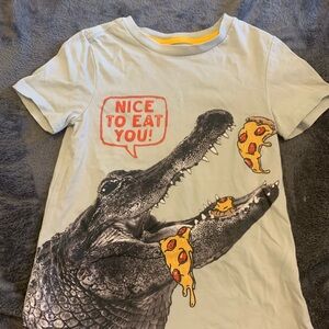 Fabkids Gray Short Sleeve Size 6 T-Shirt with  Dinosaur and Yellow Trim